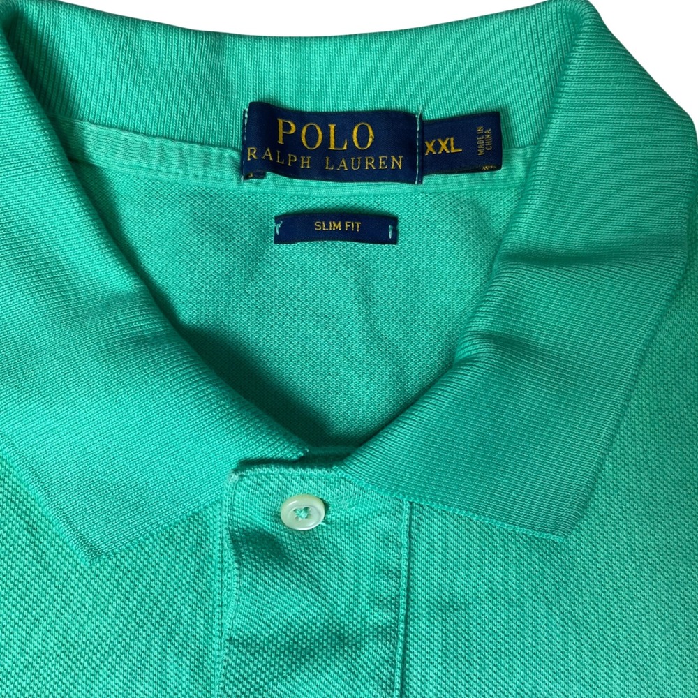 Polo Ralph Lauren Polo Shirt Mens XXL Green Slim Fit Big Pony Short Sleeve - Picture 3 of 6